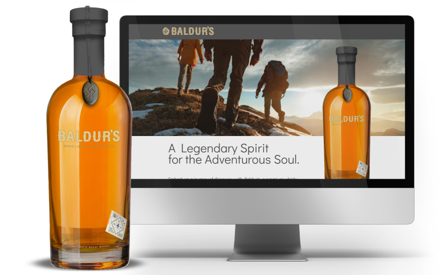 Baldur's Last Mountain Distillery branding mockup