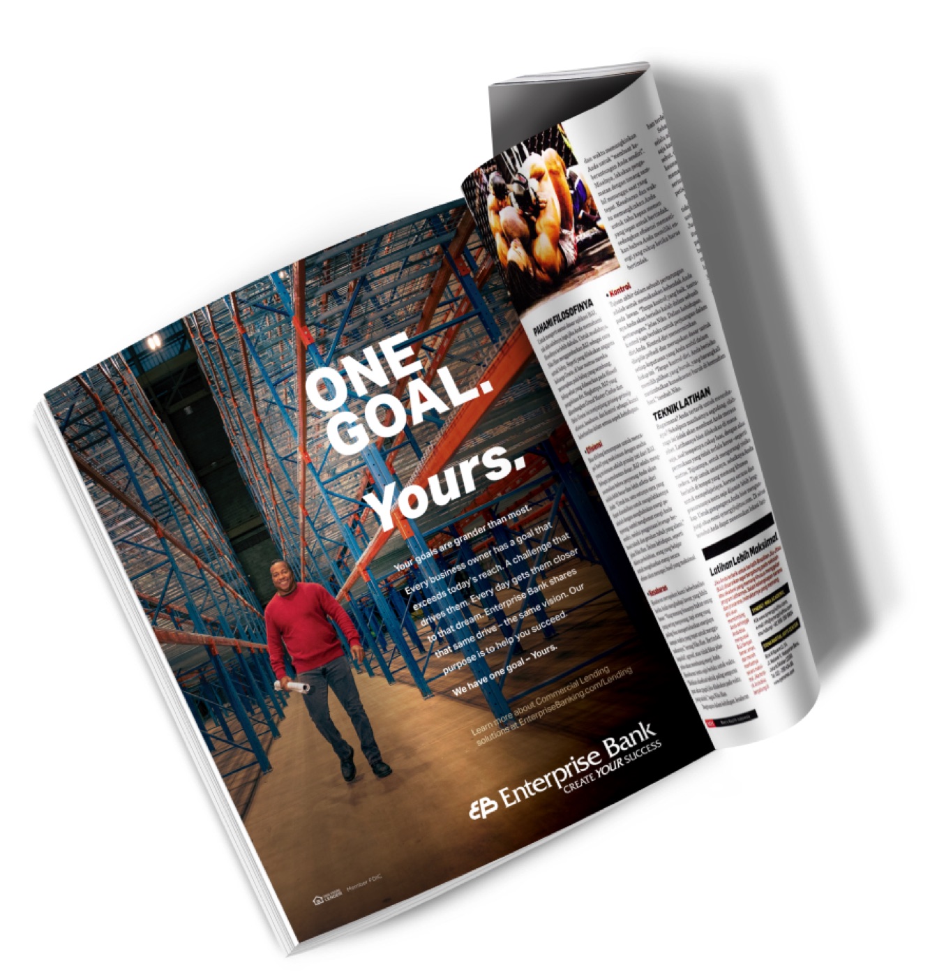 Enterprise Bank One Goal magazine campaign